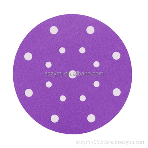 Professional Sanding Discs with Holes, Wet & Dry Film-Backed Purple Hook and Loop Abrasive Sandpaper for Woodworking & Automotive Finishing